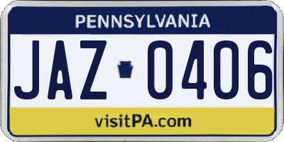 PA license plate JAZ0406