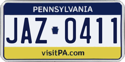 PA license plate JAZ0411
