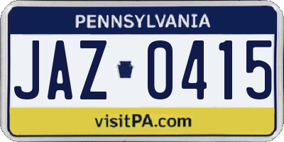PA license plate JAZ0415