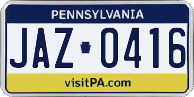 PA license plate JAZ0416