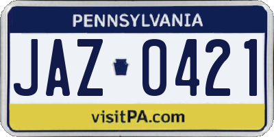PA license plate JAZ0421