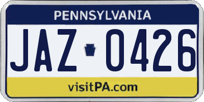 PA license plate JAZ0426