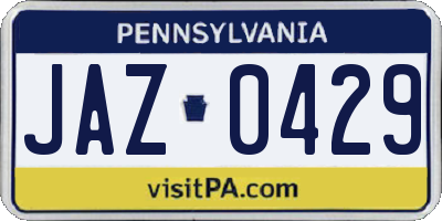 PA license plate JAZ0429