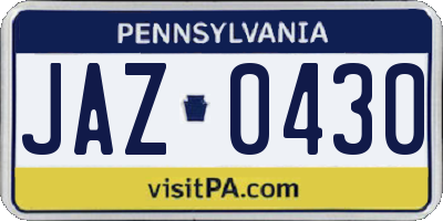 PA license plate JAZ0430