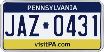 PA license plate JAZ0431