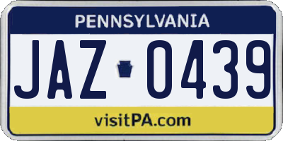 PA license plate JAZ0439