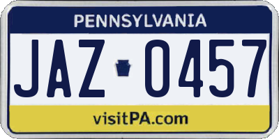 PA license plate JAZ0457