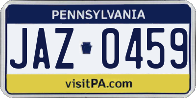 PA license plate JAZ0459