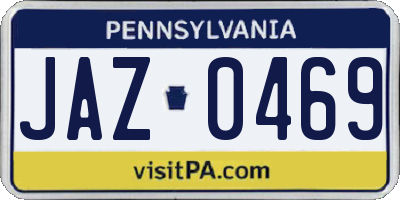 PA license plate JAZ0469