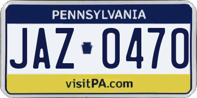 PA license plate JAZ0470
