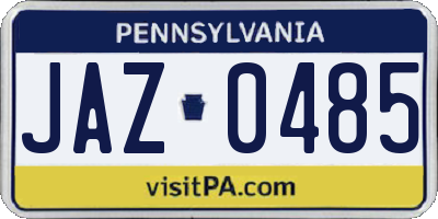 PA license plate JAZ0485