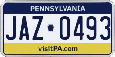 PA license plate JAZ0493