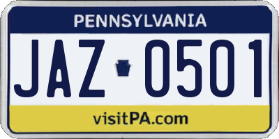 PA license plate JAZ0501