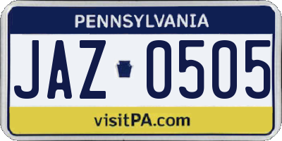 PA license plate JAZ0505