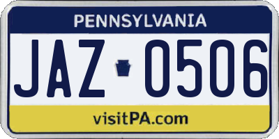 PA license plate JAZ0506