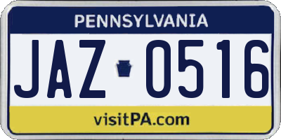 PA license plate JAZ0516