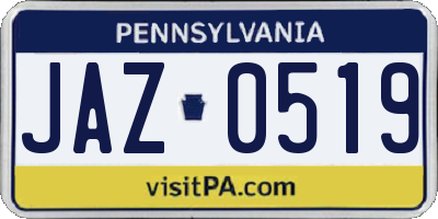 PA license plate JAZ0519