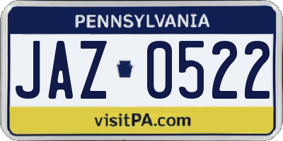 PA license plate JAZ0522