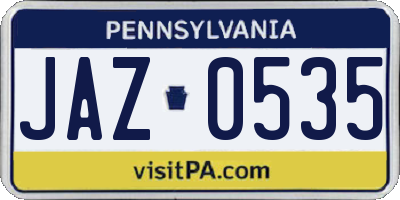 PA license plate JAZ0535