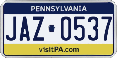 PA license plate JAZ0537