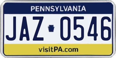 PA license plate JAZ0546