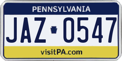 PA license plate JAZ0547