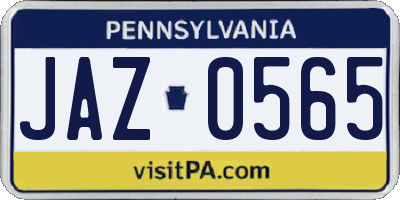 PA license plate JAZ0565