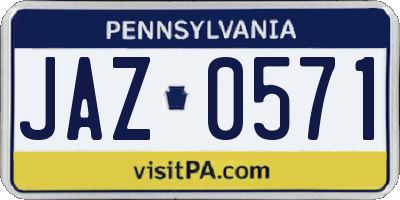 PA license plate JAZ0571