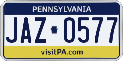 PA license plate JAZ0577