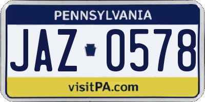 PA license plate JAZ0578