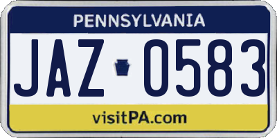 PA license plate JAZ0583