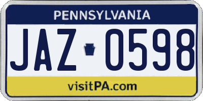 PA license plate JAZ0598