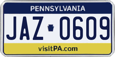 PA license plate JAZ0609