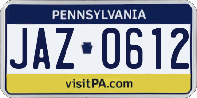 PA license plate JAZ0612