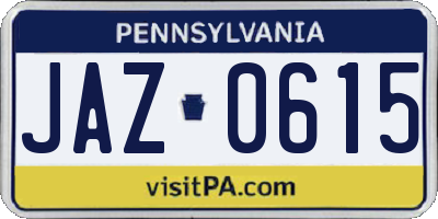 PA license plate JAZ0615