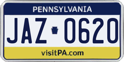 PA license plate JAZ0620