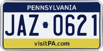 PA license plate JAZ0621