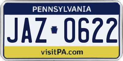 PA license plate JAZ0622