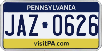 PA license plate JAZ0626