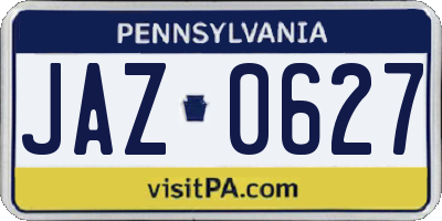 PA license plate JAZ0627