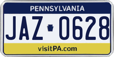 PA license plate JAZ0628