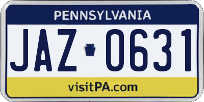 PA license plate JAZ0631