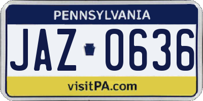 PA license plate JAZ0636