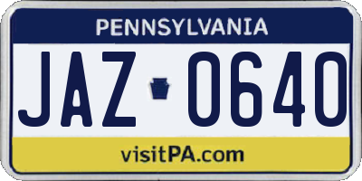 PA license plate JAZ0640