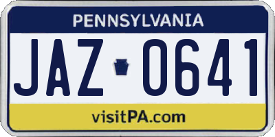 PA license plate JAZ0641