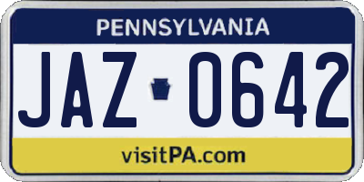 PA license plate JAZ0642