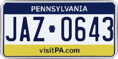 PA license plate JAZ0643