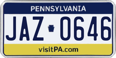 PA license plate JAZ0646