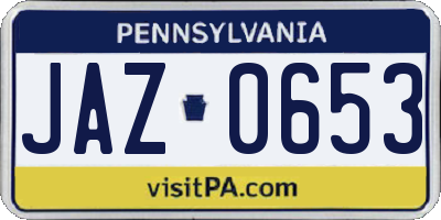 PA license plate JAZ0653