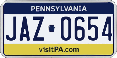 PA license plate JAZ0654